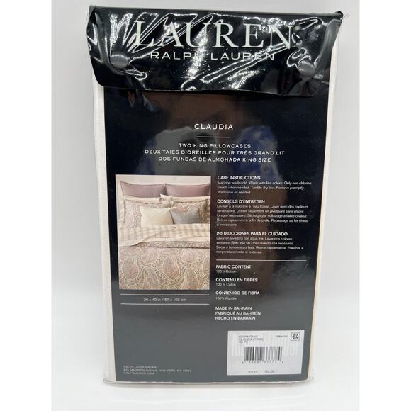 Lauren Ralph Lauren Claudia Stripe Set of 2 King Pillowcase Standard 100% Cotton - Picture 6 of 12